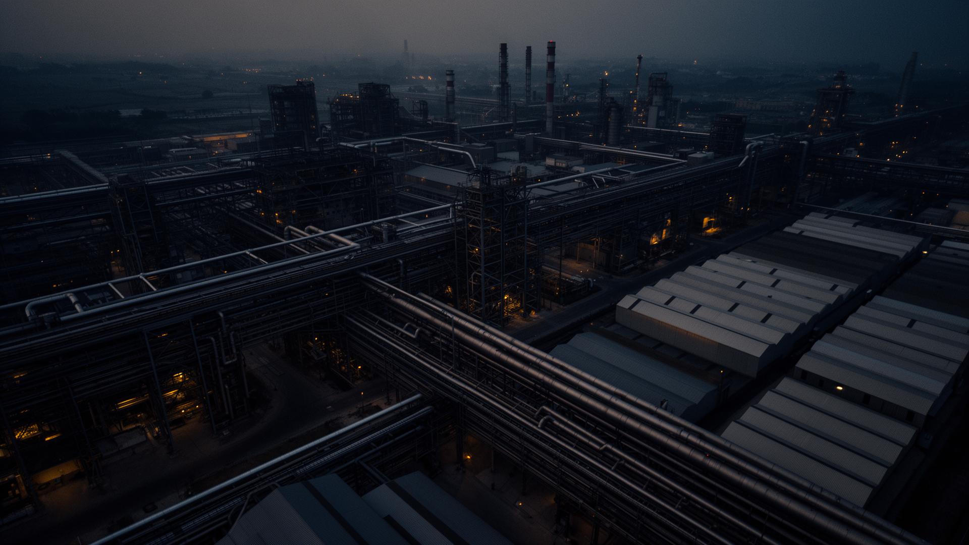 Industrial infrastructure at dusk